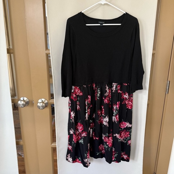 Torrid Womens 2 Black Floral Sweater Challis‎ Dress - Picture 1 of 8